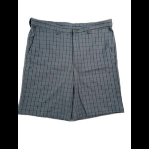 Cool18 Pro Shorts Men Size 36 Blue Check Pattern Golf Chino Shorts